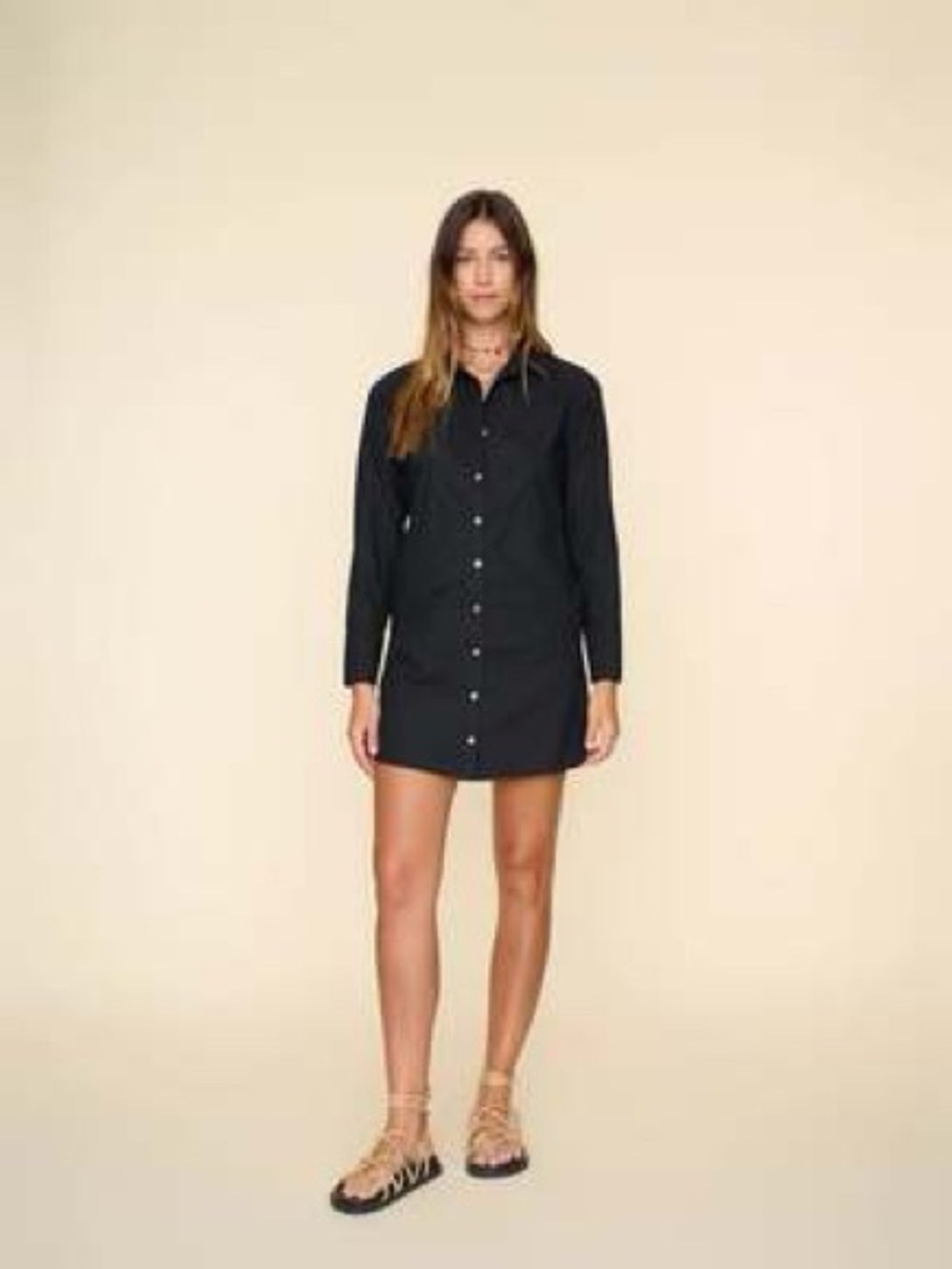 XiRENA Black Button-Front Mini Shirt Dress - Picture 1 of 12